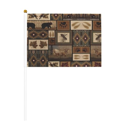 Wild Animals Retro Farmhouse doppelseitige winkende Flaggen und Mini-Stick-Flaggen, geeignet für Party-Dekoration und Teamaktivitäten von Zhuanyun