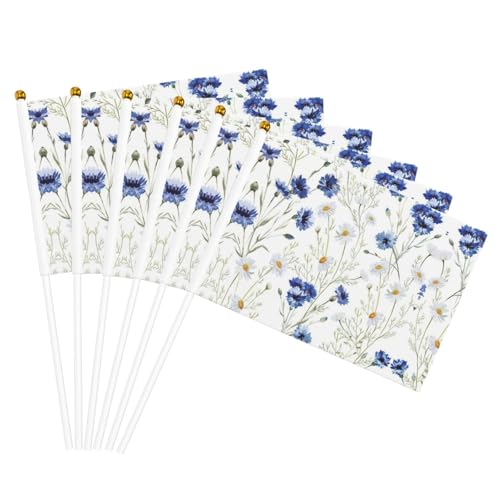 Wilde Blumen und Kornblumen, Gänseblümchen, doppelseitige winkende Flaggen und Mini-Stick-Flaggen, geeignet für Party-Dekoration und Teamaktivitäten von Zhuanyun