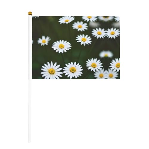 Wilde weiße Gänseblümchen, doppelseitige winkende Flaggen und Mini-Stick-Flaggen, geeignet für Party-Dekoration und Teamaktivitäten von Zhuanyun