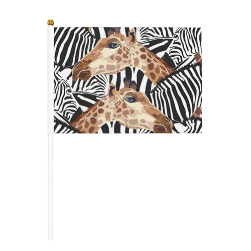 Zebra und Giraffe doppelseitige winkende Flaggen und Mini-Stick-Flaggen, geeignet für Party-Dekoration und Teamaktivitäten von Zhuanyun