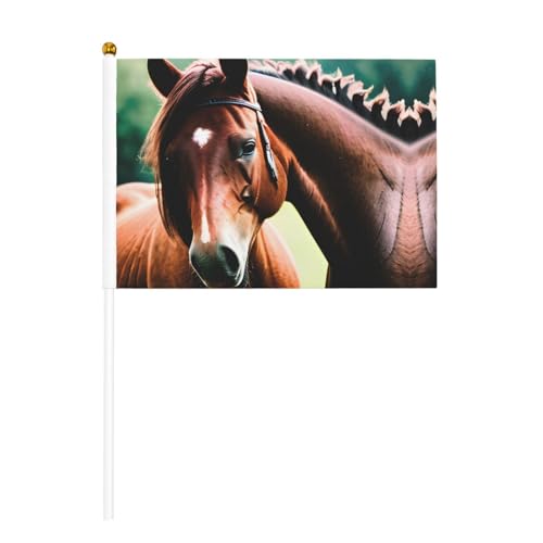 Zwei Pferde doppelseitige winkende Flaggen und Mini-Stickflaggen, geeignet für Party-Dekoration und Teamaktivitäten von Zhuanyun