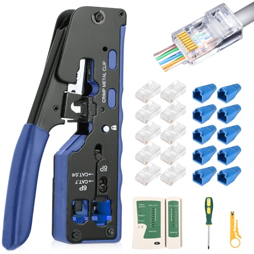 Crimpzange Set mit Netzwerktester Enthält Crimpzange Mit Schraubendreher, Abisolierzange, 50 Stecker und Netzwerktester. Perfekt für Cat5, Cat6, Cat7. Zuverlässig im Büro, Zuhause oder für Profis Crimpzange Set mit Netzwerktester Enthält Crimpzange Mit Schraubendreher, Abisolierzange, 50 Stecker und Netzwerktester. Perfekt für Cat5, Cat6, Cat7. Zuverlässig im Büro, Zuhause oder für Profis von Zhufas