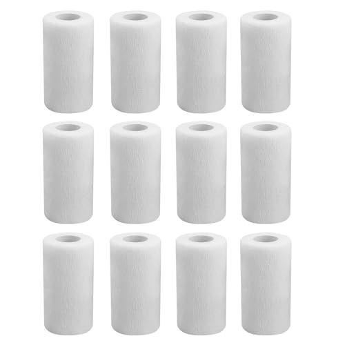 Zhufas Selbstklebender Verband, 12 Roll 10cm x 4,5m Pflaster Rolle Verbandsmaterial, Elastische Binde Bandage Fixierbinde Haftbandage Selbstklebend(Weiss) von Zhufas