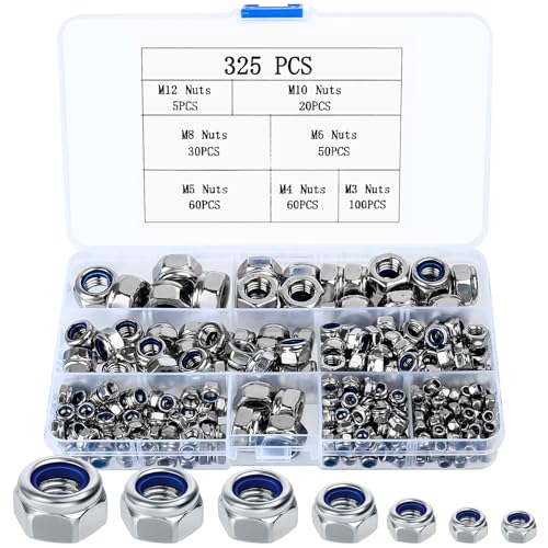 325 Stk Sechskantmuttern Set, Sicherungsmuttern Selbstsichernde Muttern, Schraubenmuttern, Stoppmuttern, Kontermuttern Set, Sechskant Mutter Sortiment Set für Gewindeeinsätze, M3 M4 M5 M6 M8 M10 M12 325 Stk Sechskantmuttern Set, Sicherungsmuttern Selbstsichernde Muttern, Schraubenmuttern, Stoppmuttern, Kontermuttern Set, Sechskant Mutter Sortiment Set für Gewindeeinsätze, M3 M4 M5 M6 M8 M10 M12 von Zhujiehigh