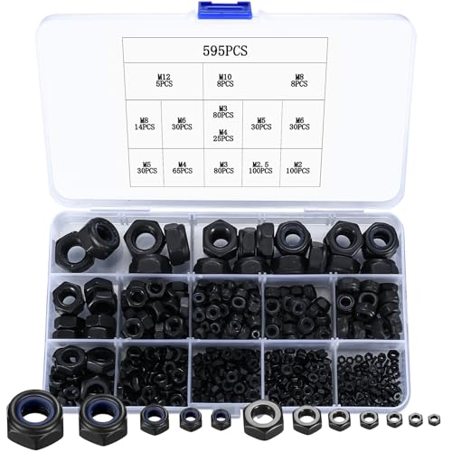595 Stück Sechskantmutter Satz, Kohlenstoffstahl selbstsichernde Mutter, Nylon-Sicherungsmutter, Sicherungsmutter Kombination, Sechskantmutter, Mutter Satz M2 M2.5 M3 M4 M5 M6 M8 M10 M12 595 Stück Sechskantmutter Satz, Kohlenstoffstahl selbstsichernde Mutter, Nylon-Sicherungsmutter, Sicherungsmutter Kombination, Sechskantmutter, Mutter Satz M2 M2.5 M3 M4 M5 M6 M8 M10 M12 von Zhujiehigh