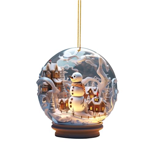 Weihnachtsdeko Amerikanisch Weihnachtsbaum Weihnachts-Schneemann-Kristallkugel-Ornament zum Aufhängen, Weihnachts-Aufhängung, einzigartiger Stil, Schnee-Dekoration, (E, One Size) von ZhungZaoh