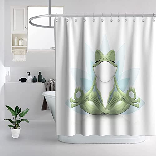Duschvorhang 180x200 Frosch Duschrollo Wasserabweisend Anti-Schimmel mit 12 Duschvorhangringen, 3D Bedrucktshower Shower Curtains, für Duschrollo für Badewanne Dusche von Zhwe