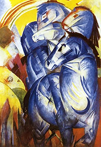 Zhyaunz Ein Turm der blauen Pferde Franz Marc - DIY 5D Diamond Painting Kits Kreuzstich Stickerei Voller Runder Handwerkskunst Geschenk 40x50cm von Zhyaunz