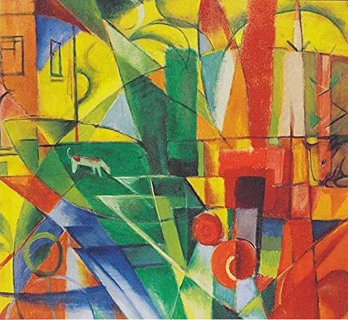 Landschaft Haus Hund und Vieh - DIY 5D Diamond Painting Set - Franz Marc - Kreuzstich Stickerei Full Round Craft Art Gift 30x40cm von Zhyaunz