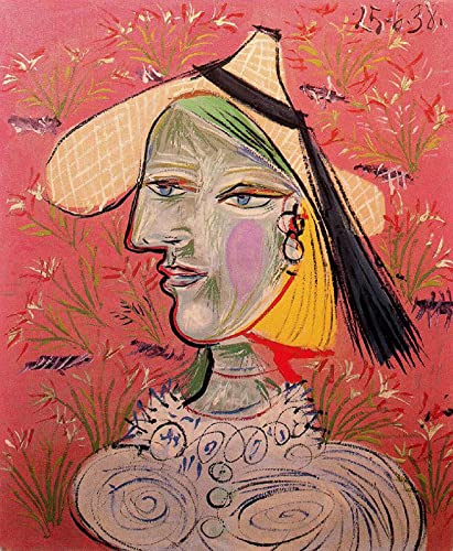 Pablo Picasso-Frau mit Strohhut auf blumig - DIY 5D Diamond Painting Kits Kreuzstich Stickerei Vollrund Handwerk Kunstgeschenk 40x50cm von Zhyaunz