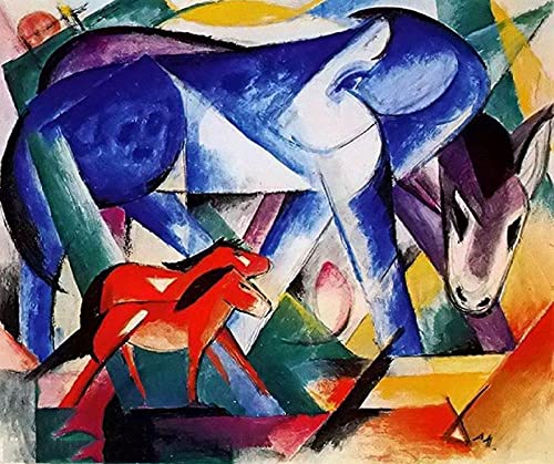 Zhyaunz Blaues und rotes Pferd - DIY 5D Diamond Painting Set - Franz Marc - Kreuzstich Stickerei Full Round Craft Art Gift 40x50cm Zhyaunz Blaues und rotes Pferd - DIY 5D Diamond Painting Set - Franz Marc - Kreuzstich Stickerei Full Round Craft Art Gift 40x50cm von Zhyaunz