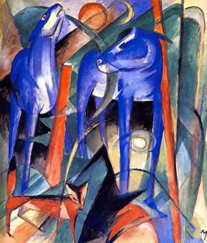 Zhyaunz Zwei Wölfe - DIY 5D Diamond Painting Sets - Franz Marc - Kreuzstich-Stickerei Full Round Craft Art Gift 40x50cm von Zhyaunz
