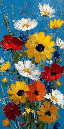 Malen Nach Zahlen Anlage Blumen, Malen Nach Zahlen Erwachsene Groß XXL 70x140cm, DIY Handgemalt Ölgemälde Bastelset, Anfänger mit 3 Pinseln und Acrylfarbe, Halloween Deko Geschenk, Ohne Rahmen F1-589 von Zhynfiie