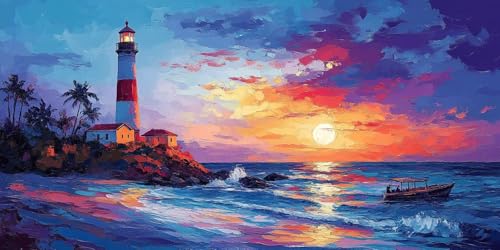 Malen Nach Zahlen Leuchtturm Strand, Malen Nach Zahlen Erwachsene Groß XXL 40x80cm, DIY Handgemalt Ölgemälde Bastelset für Anfänger mit 3 Pinseln und Acrylfarbe, Halloween Deko, Ohne Rahmen F1-399 Malen Nach Zahlen Leuchtturm Strand, Malen Nach Zahlen Erwachsene Groß XXL 40x80cm, DIY Handgemalt Ölgemälde Bastelset für Anfänger mit 3 Pinseln und Acrylfarbe, Halloween Deko, Ohne Rahmen F1-399 von Zhynfiie