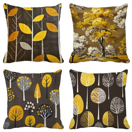 Gelb Kissenbezug 70X70 4er Set, Outdoor Kissen Weich Sofakissen Fallen Muster Design mit Verdeckter Reißverschluss für Balkon Sommer Herbst Garten Zimmer Deko Wohnzimmer, Geschenke für Frauen D-11C Gelb Kissenbezug 70X70 4er Set, Outdoor Kissen Weich Sofakissen Fallen Muster Design mit Verdeckter Reißverschluss für Balkon Sommer Herbst Garten Zimmer Deko Wohnzimmer, Geschenke für Frauen D-11C von Zhyolei