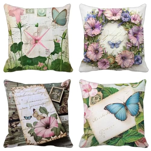 Outdoor Kissen Ländlich Kissenbezug 60X60 4er Set, Outdoor Kissen Wasserfest Leinen Couchkissen Kleine Frische Quadrat Zierkissenbezüge für Sommer Garten Balkon Stuhl Auto Zimmer Deko Aesthetic J-114 Outdoor Kissen Ländlich Kissenbezug 60X60 4er Set, Outdoor Kissen Wasserfest Leinen Couchkissen Kleine Frische Quadrat Zierkissenbezüge für Sommer Garten Balkon Stuhl Auto Zimmer Deko Aesthetic J-114 von Zhyolei