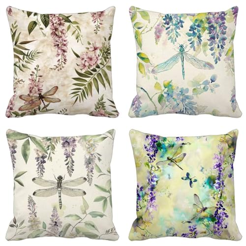 Outdoor Kissen Lila Kissenbezug 45X45 4er Set, Outdoor Kissen Weich Couchkissen Ländlich Quadrat Zierkissenbezüge für Sommer Garten Balkon Stuhl Auto Zimmer Deko Aesthetic, Geschenk für Frauen J-115 Outdoor Kissen Lila Kissenbezug 45X45 4er Set, Outdoor Kissen Weich Couchkissen Ländlich Quadrat Zierkissenbezüge für Sommer Garten Balkon Stuhl Auto Zimmer Deko Aesthetic, Geschenk für Frauen J-115 von Zhyolei