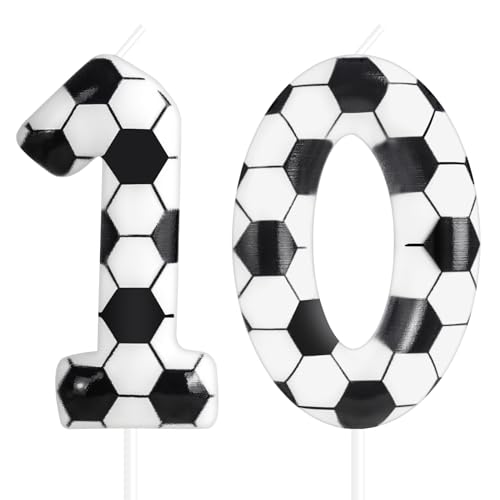 Fußball-Geburtstagskerzen zum 10. Geburtstag, Party-Dekoration, Fußball-Geburtstagskuchenkerzen für Jungen, Mädchen, Kinder, Sport-Mottoparty-Zubehör Fußball-Geburtstagskerzen zum 10. Geburtstag, Party-Dekoration, Fußball-Geburtstagskuchenkerzen für Jungen, Mädchen, Kinder, Sport-Mottoparty-Zubehör von Zi Lan