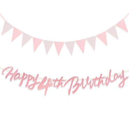 Zi Lan Glitzerndes Roségold 4. Happy Birthday Banner mit rosa Banner Zi Lan Glitzerndes Roségold 4. Happy Birthday Banner mit rosa Banner von Zi Lan