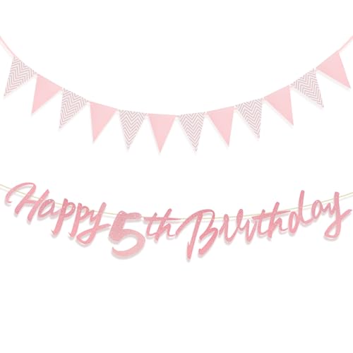 Zi Lan Glitzerndes Roségold 5th Happy Birthday Banner mit rosa Banner Zi Lan Glitzerndes Roségold 5th Happy Birthday Banner mit rosa Banner von Zi Lan