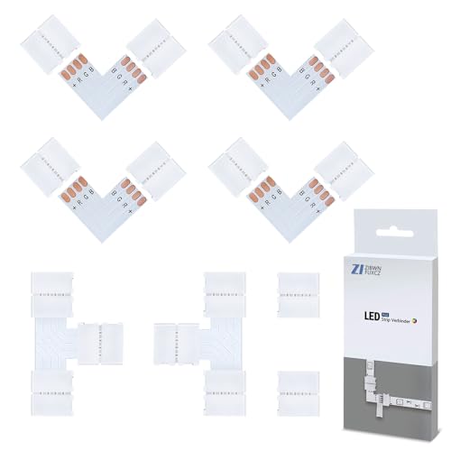 LED Strip Verbinder and Eckverbinder, T- Form Strip Verbinder, 10mm 4 Polig RGB 5050 Streifen Ecke, L- Form LED Strip Schnellverbinder, LED Streifen Eckverbinder 4 polig von ZiBwnfuxcz