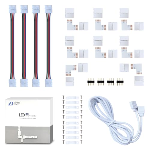 LED Strip Verbinder, Verlängerung, Eckverbinder, LED Streifen Befestigungsclips, Für 10mm 4 Polig RGB 5050 LED Strip Mit Verbinder Set von ZiBwnfuxcz