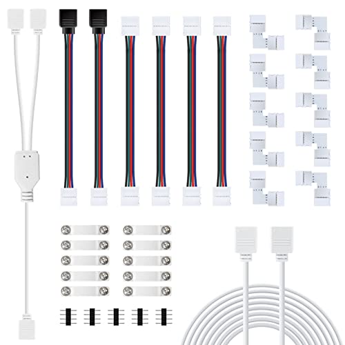 LED Strip Verbinder, Verlängerung, Eckverbinder, LED Streifen Befestigungsclips, Für 10mm 4 Polig RGB 5050 von ZiBwnfuxcz