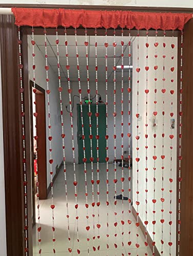ZiDeTang Türvorhang aus Acryl, mit Quaste, Raumteiler, 100 x 195 cm, Herzrot von ZiDeTang