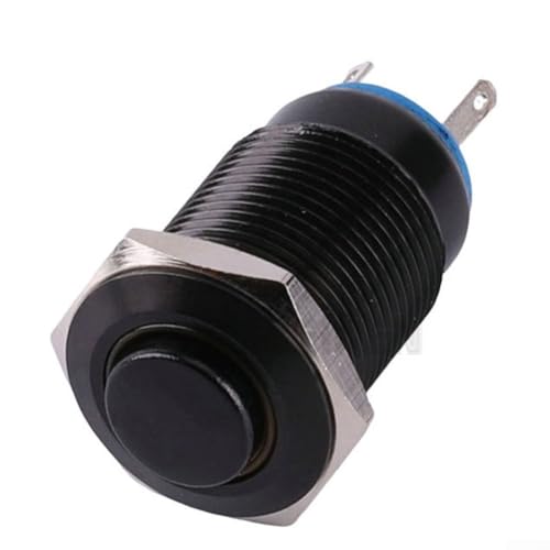 12 mm wasserdichter Metall-Drucktastenschalter, selbstrückstellend, Typ 12 V, 24 V, IP66 IK09, mit silbernen Kontakten für Starterschalter und Boot-Anwendungen (1 Stück) von ZiStarlilife