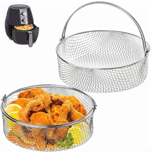 2-teiliges Ersatzkorb-Set für Luftfritteusen, Netz-Design mit Griffen, geeignet für gesünderes Kochen in 20,3 cm Einheiten von ZiStarlilife