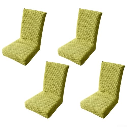 6 Stück waschbare Esszimmerstuhlhussen, abnehmbare Esszimmerstuhl-Schonbezüge, Stretch-Jacquard-Stuhlschoner für Zuhause, Restaurant, Bankett (Senfgrün) von ZiStarlilife