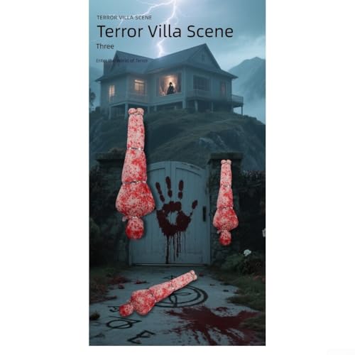 Aufblasbare hängende Leiche im Freien mit mehreren aufblasbaren Puppen, Bandagen und Spinnenseide für Halloween-Party, Hof und Spukhaus-Dekoration (6 rote Blutbeutel) von ZiStarlilife