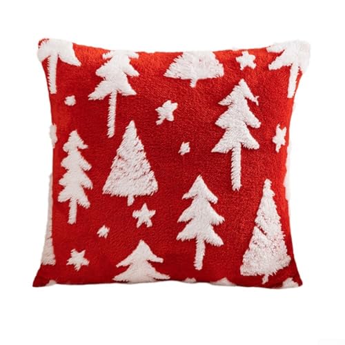 Eleganter dekorativer Couch-Kissenbezug aus weichem Samtmaterial mit einem charmanten Weihnachtsthema, um Ihre Wohnatmosphäre zu bereichern (rot) von ZiStarlilife