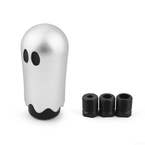Fun and Spooky 86 mm Schaltknauf für manuelle Autos, kommt mit drei Adaptern (8 mm, 10 mm, 12 mm) für einfache Montage (Silber) von ZiStarlilife