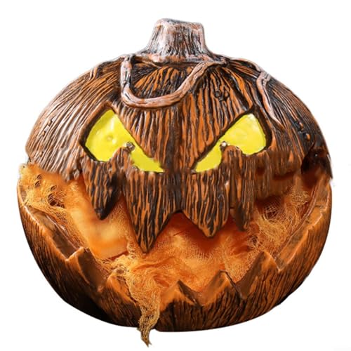 Halloween Animatronic Gruseliger Kürbiskopf mit Beleuchtung für Spukhaus, Rasen, Tisch und Halloween Party Dekorationen von ZiStarlilife