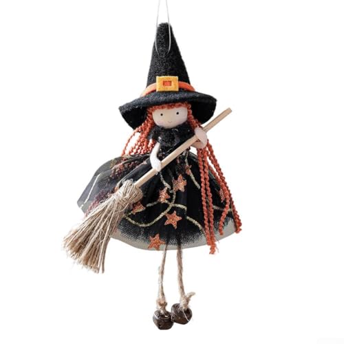 Halloween-Hexe hängende Dekoration mit Besen für Baum und Heimgebrauch, fügt geheimnisvollen saisonalen Charme hinzu (schwarz) von ZiStarlilife