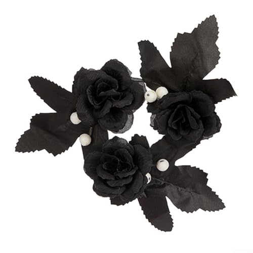 Halloween-Kranz mit Kerzenlicht und atemberaubenden schwarzen Rosen und Kürbissen (schwarze Rosen) von ZiStarlilife