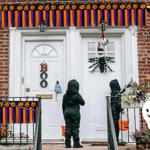 Halloween Party Quaste Banner 4 Pack mit Kürbis und Blumenmustern, wasserdichte PET-Folie Fransen Girlande für Dekoration bei verschiedenen Veranstaltungen von ZiStarlilife