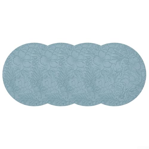 Platzsets mit Blumenmuster, doppelseitiges Design, hitzebeständig, wasserdicht, PU-Leder, leicht zu pflegen, für Esszimmer, 4 Stück (blau) von ZiStarlilife