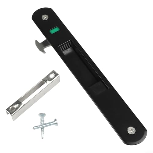 Schiebetürschloss Haken aus Zinklegierung 90 Typ unsichtbarer Riegel für Zuhause und Büro (schwarz) von ZiStarlilife