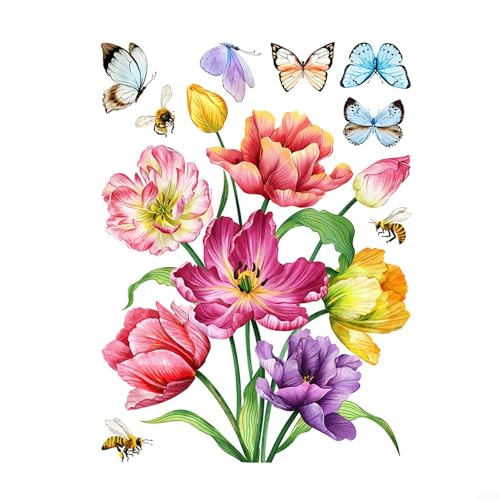 Vibrant Flower Butterfly Wandtattoo für Zuhause PVC Wandkunst für Dekoration im Wohnzimmer (DJ4079-ZC) von ZiStarlilife