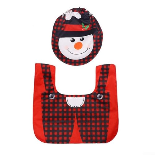 Weihnachts-WC-Deckel-Set mit Teppich, rutschfestes Flanellmaterial, passend für die meisten runden und ovalen Standard-Toiletten (C) von ZiStarlilife