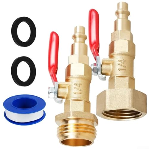 ZiStarlilife 2 Stück Messing RV Winterize Blowout Adapter Kit mit 1/4 Zoll Gewinde Kugelhahn Schnellverbindungen für Gartenschlauch-Sprinkler und Wasserhahn-Systeme von ZiStarlilife
