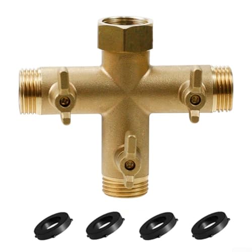 ZiStarlilife 3-Wege-Gartenschlauch-Verteiler aus Metall, Wasserverteiler, mit Absperrventilen, Messinganschluss, für die Bewässerung mehrerer Sprinkler im Freien von ZiStarlilife