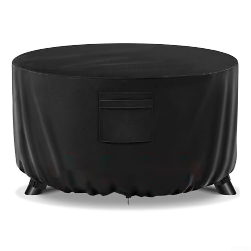 ZiStarlilife 91,4 cm runde Feuerstellenabdeckung, wasserdichtes Oxford-Gewebe mit Kordelzug und Schnallenriemen, winddicht, Outdoor-Schutz für Terrassenofen, 2 x 92 x 51 cm (420D) von ZiStarlilife