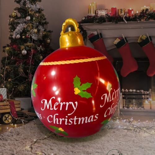 ZiStarlilife Aufblasbarer Weihnachtsball, groß, 50 cm, PVC, aufblasbare Kugeln, Dekorationen für den Außenbereich, Garten, Rasen und Zuhause, Weihnachten, Urlaub (F) von ZiStarlilife