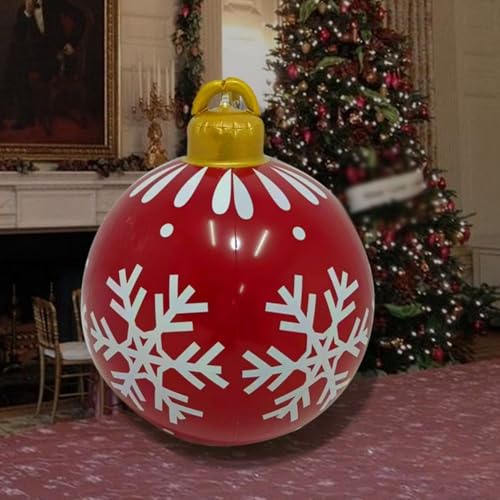 ZiStarlilife Aufblasbarer Weihnachtsball, groß, 50 cm, PVC, aufblasbare Kugeln, Dekorationen für den Außenbereich, Garten, Rasen und Zuhause, Weihnachten, Urlaub (G) von ZiStarlilife