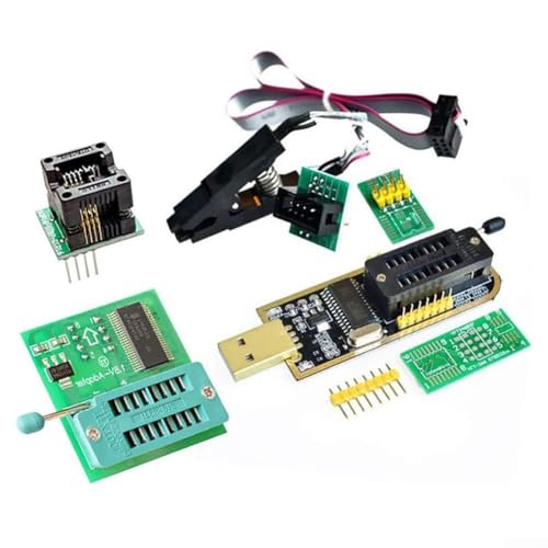 ZiStarlilife CH341A USB-Programmierer-Kit für SOIC8-Testclip, 1,8 V Adapter-Speicher-Flash, für EEPROM für BIOS-Programmierer, für 24 / 25 Series IC Leiterplatten-Programmierung von ZiStarlilife