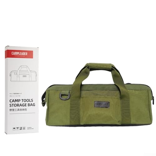 ZiStarlilife Camping-Werkzeug-Aufbewahrungstasche, Mehrzweck-Outdoor-Ausrüstung, Organizer mit Netztaschen für Zeltheringe, Nägel, Hammer-Zubehör, 41 x 15 x 15 cm, Schwarz (Armeegrün) von ZiStarlilife