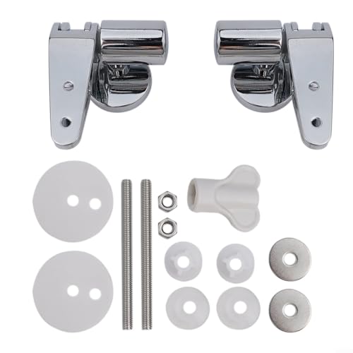 ZiStarlilife Ersatz-Set für WC-Sitz-Scharniere mit Absenkautomatik, verstellbare Zinklegierungsbeschläge mit Chrom-Finish, kompatibel mit den meisten Toilettendeckeln aus Holz und Harz von ZiStarlilife